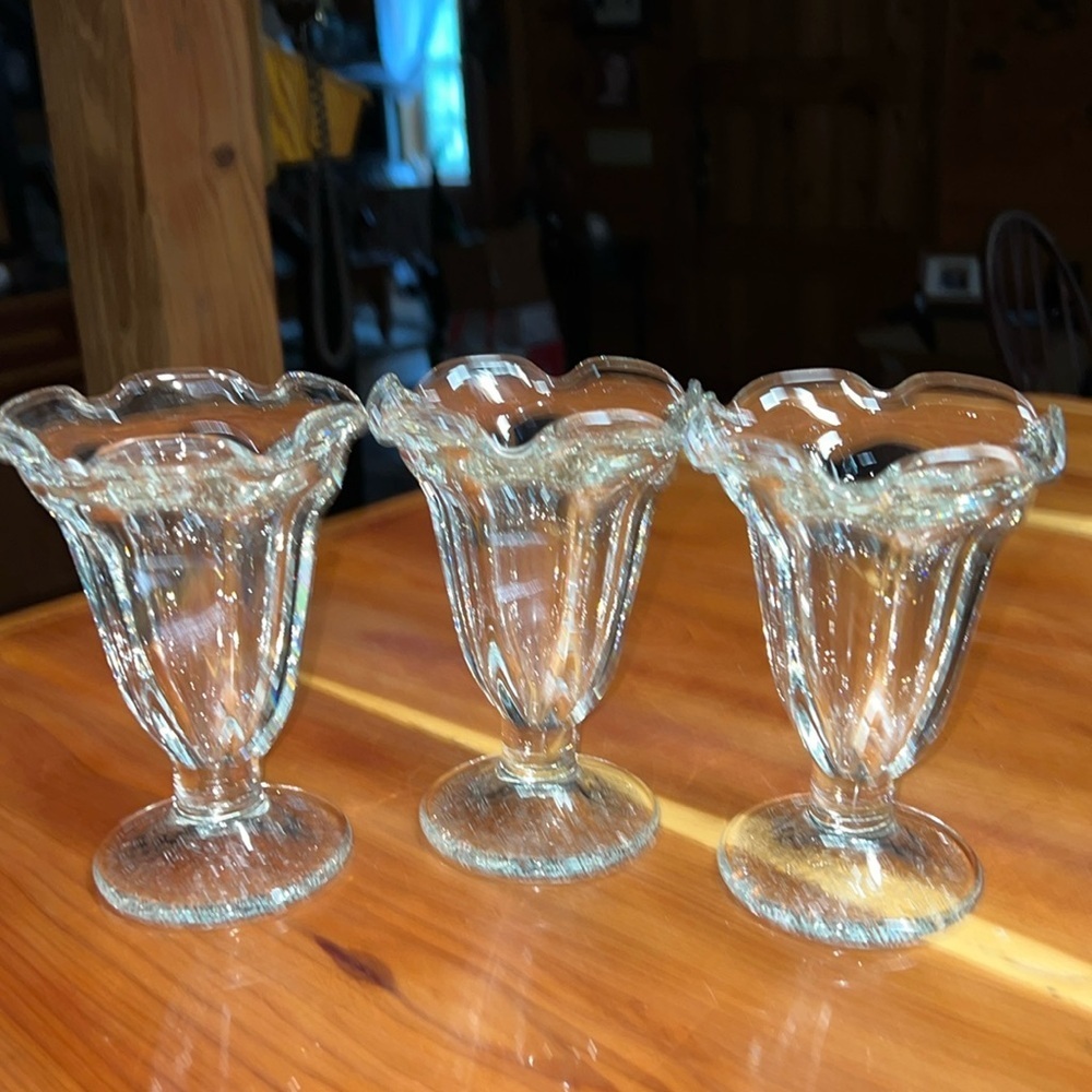 Vintage Libbey Ice Cream Sundae Parfait Glass Clear Soda Parlor Glass Set of 3